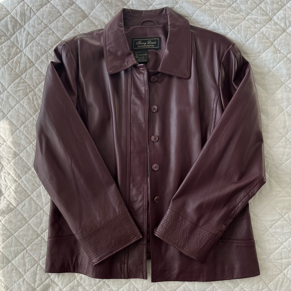 Vintage Terry Lewis Classic Luxuries 100% Genuine Leather Coat